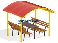 Стол и лавки под навесом МАФ 4005 в Петропавловске-Камчатском