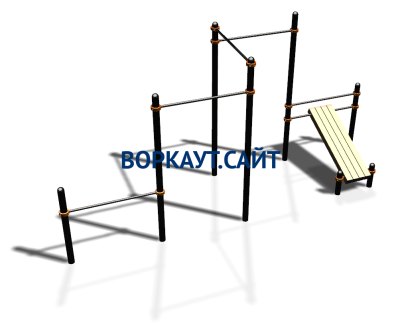 Воркаут комплекс разноуровневых турников со скамьей для пресса ВС-37 в Петропавловске-Камчатском