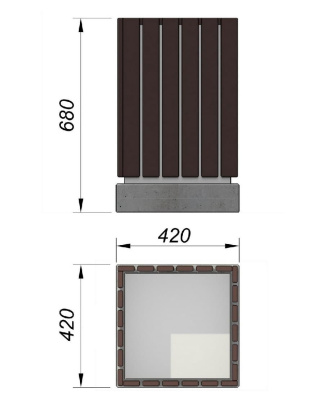 Урна деревянная квадратная с бетонным основанием МАФ 1633 в Петропавловске-Камчатском