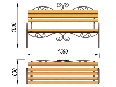 Лавочка кованная МАФ 1606 в Петропавловске-Камчатском
