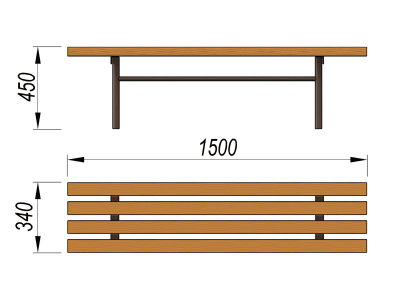 Лавочка без спинки МАФ 1601 в Петропавловске-Камчатском