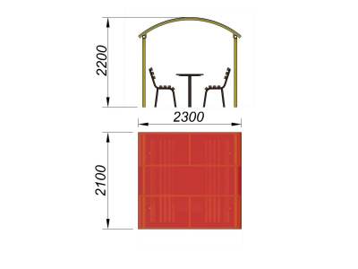Стол и лавки под навесом МАФ 4005 в Петропавловске-Камчатском