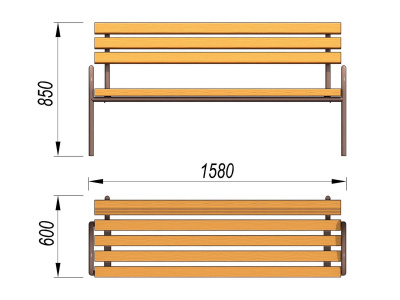 Парковая лавочка со спинкой МАФ 1605 в Петропавловске-Камчатском