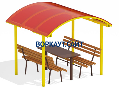 Стол и лавки под навесом МАФ 4005 в Петропавловске-Камчатском