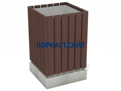 Урна деревянная квадратная с бетонным основанием МАФ 1633 в Петропавловске-Камчатском